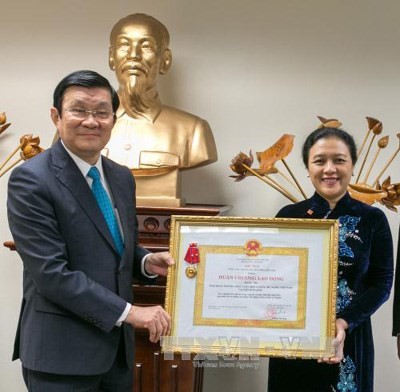 Chủ tịch nước Trương Tấn Sang trao huân chương lao động cho phái đoàn Việt Nam tại Liên hiệp quốc - ảnh 1